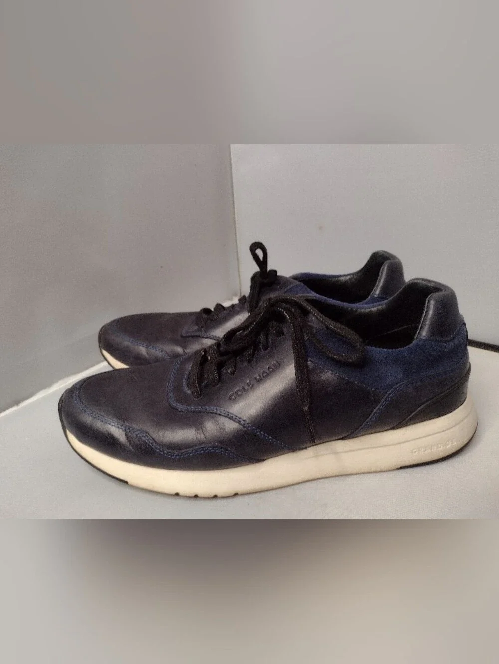 Cole Haan GrandPro Shoes Mens 7.5 Leather Grand.OS Comfort Sneaker Navy Blue X